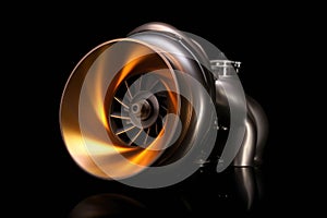 A photo of a turbocharger fan that has been engineered to reduce drag and provide increased power for a Formula Speed