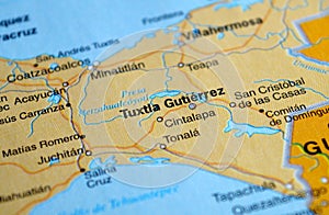 A photo of Tuxtla Gutierrez on a map photo