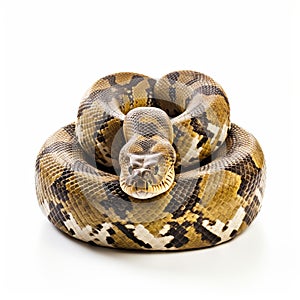 Photo of twisted python isolated on white background