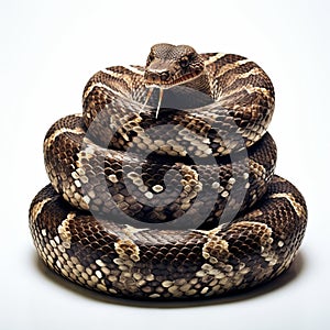 Photo of twisted python isolated on white background