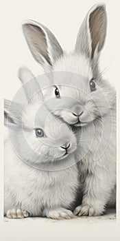 Playfully Conceptual Painting Of Two White Rabbits By Robert Bissell