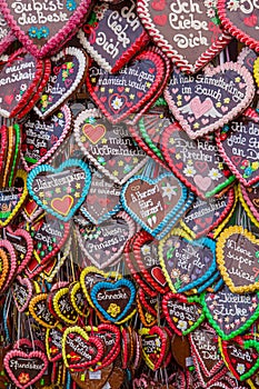 Typical souvenir at the oktoberfest in munich - a gingerbread heart - lebkuchenherz