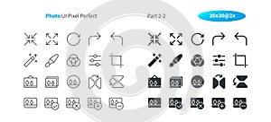 Photo UI Pixel Perfect Well-crafted Vector Thin Line And Solid Icons 30 2x Grid for Web Graphics and Apps.