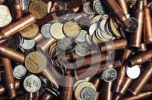 Photo of ukrainian coins on bullet shells