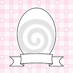 Photo vector frame on pink and white plaid background