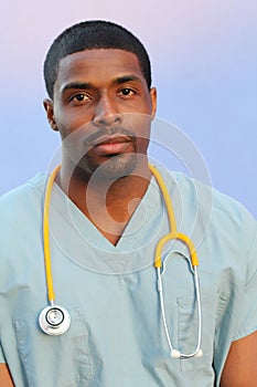 Photo of a very attractive African American male nurse