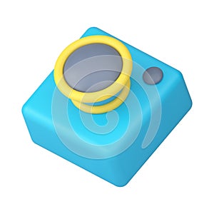 Photo video camera app 3d icon picture create digital device with lens capture 3d icon vector