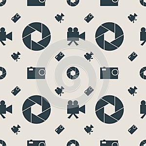 Photo and video camera flat icons seamless pattern