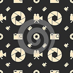 Photo and video camera flat icons seamless pattern