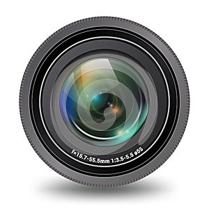Photo video Camera lens isolated front view