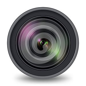 Photo video Camera lens isolated front view