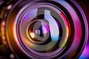 Photo, video camera lens. Stylized