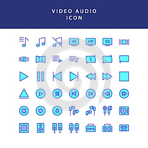 Photo video filled outline icon set vol2