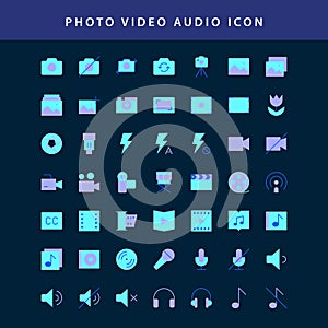 Photo video  flat style design icon set vol1