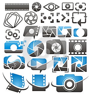 Photo and video icons, symbols, logos and signs collection l