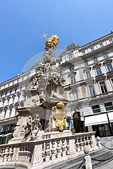 Photo view on memorial plague column pestsaule