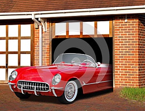 vintage sports car chevy chevrolet convertible car american red c1 corvette vehicle motors photo