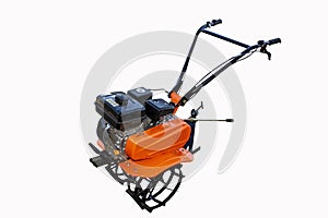 Photo walk-behind tractor, cultivator on a white background, isolated object