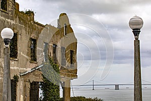 Photo of warden house of the federal prison on Alcatraz Island in the middle of the bay of San Francisco, California, USA.