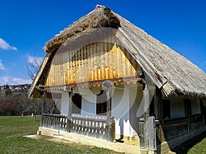 Old thatched roof peasent house in Hungary