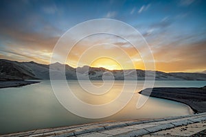 The White Sand Lake sunset in Kashgar city of Xinjiang