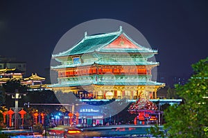 The drum-tower at night photo