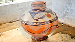 Photo of water matki or kalash, Earthen pot being made using potter& x27;s wheel.