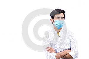 photo about wearing mask against viruses. Photo about office worker with mask.