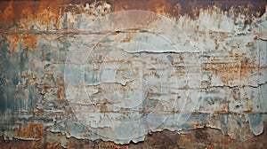 Photo of a weathered and worn metal wall with chipped and peeling paint