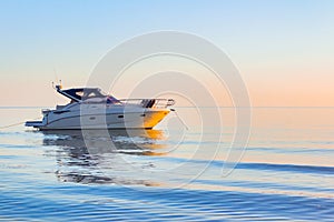 Photo of white motor boat in open sea