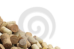 Photo with wine corks from sparkling, corks from white wine, corks from red wine and other wine corks isolated on white background