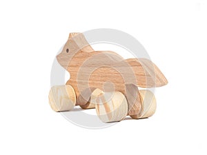 Photo of a wooden Fox on wheels of beech
