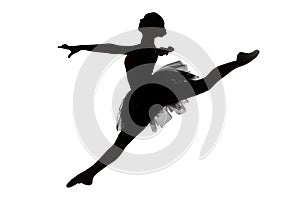 Photo of young ballerina in jump
