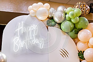 photo zone in the style of a birthday. decorations for the birthday. birthday banner with inscription