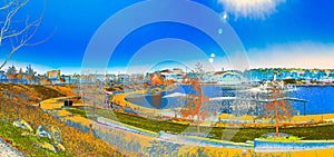 PhotoArt Panorama Fall Colors in the Heartland of America Park Omaha Nebraska Usa