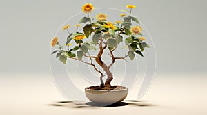 Photobashed Sunflower Tree In Oriental Minimalism Style
