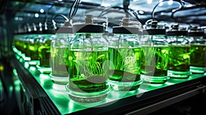 Photobioreactor in laboratory, algae biofuel industry