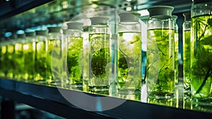 Photobioreactor in laboratory, algae biofuel industry photo