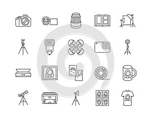 Photocopying and scan services line icon. Photographic equipment for professional photographers. Photos of the documents