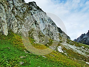 Photogenic pastures and hills of the Alpstein mountain range