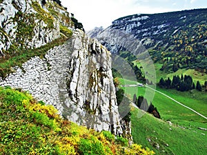 Photogenic pastures and hills of the Alpstein mountain range