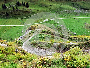 Photogenic pastures and hills of the Alpstein mountain range