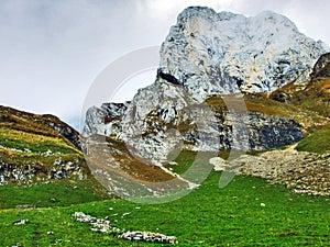 Photogenic pastures and hills of the Alpstein mountain range