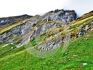 Photogenic pastures and hills of the Alpstein mountain range