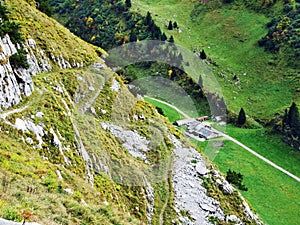 Photogenic pastures and hills of the Alpstein mountain range