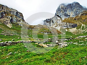 Photogenic pastures and hills of the Alpstein mountain range