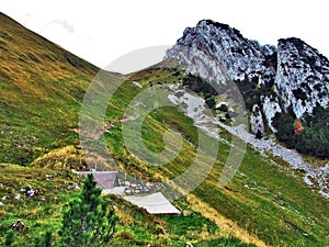 Photogenic pastures and hills of the Alpstein mountain range