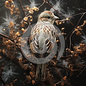 A Photograph Of A Bird Overlaid With A Pattern Of Tree Branches