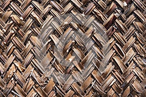 Background texture of woven bamboo thatch