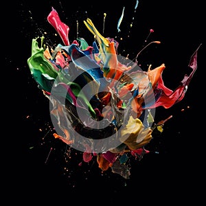 Vibrant Paint Splatters in Suspended Animation photo